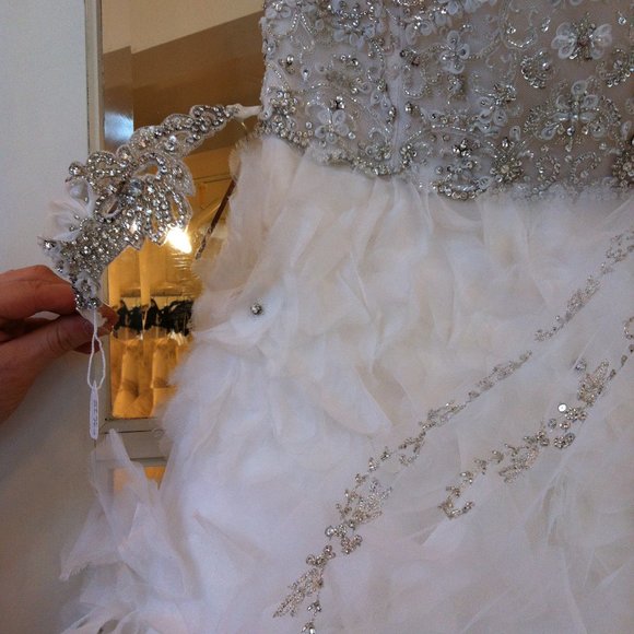 Lazaro Wedding Dress 3161 Size 8, Ivory Organza - Picture 12 of 13